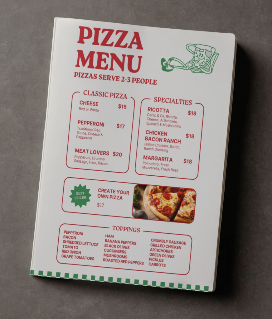 Pizza Menu Example